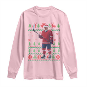 Trump Playing Ice Hockey Long Sleeve Shirt Funny Ugly Christmas Sweater Gift TS12 Light Pink Print Your Wear