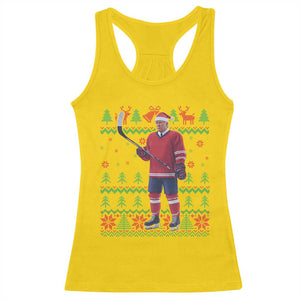 Trump Playing Ice Hockey Racerback Tank Top Funny Ugly Christmas Sweater Gift TS12 Daisy Print Your Wear
