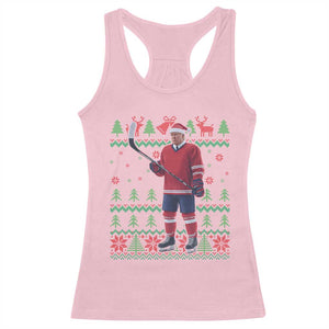 Trump Playing Ice Hockey Racerback Tank Top Funny Ugly Christmas Sweater Gift TS12 Light Pink Print Your Wear