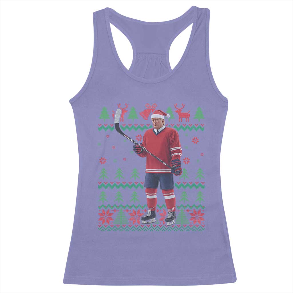 Trump Playing Ice Hockey Racerback Tank Top Funny Ugly Christmas Sweater Gift TS12 Violet Print Your Wear