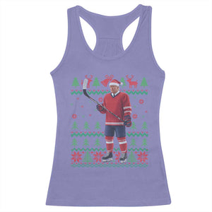 Trump Playing Ice Hockey Racerback Tank Top Funny Ugly Christmas Sweater Gift TS12 Violet Print Your Wear