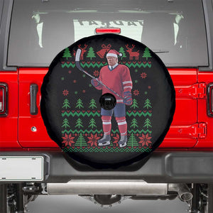Trump Playing Ice Hockey Spare Tire Cover Funny Ugly Christmas Sweater Gift TS12 Black Print Your Wear