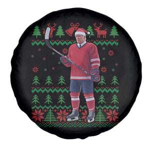 Trump Playing Ice Hockey Spare Tire Cover Funny Ugly Christmas Sweater Gift TS12 Print Your Wear