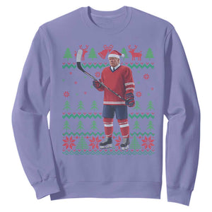Trump Playing Ice Hockey Sweatshirt Funny Ugly Christmas Sweater Gift TS12 Violet Print Your Wear