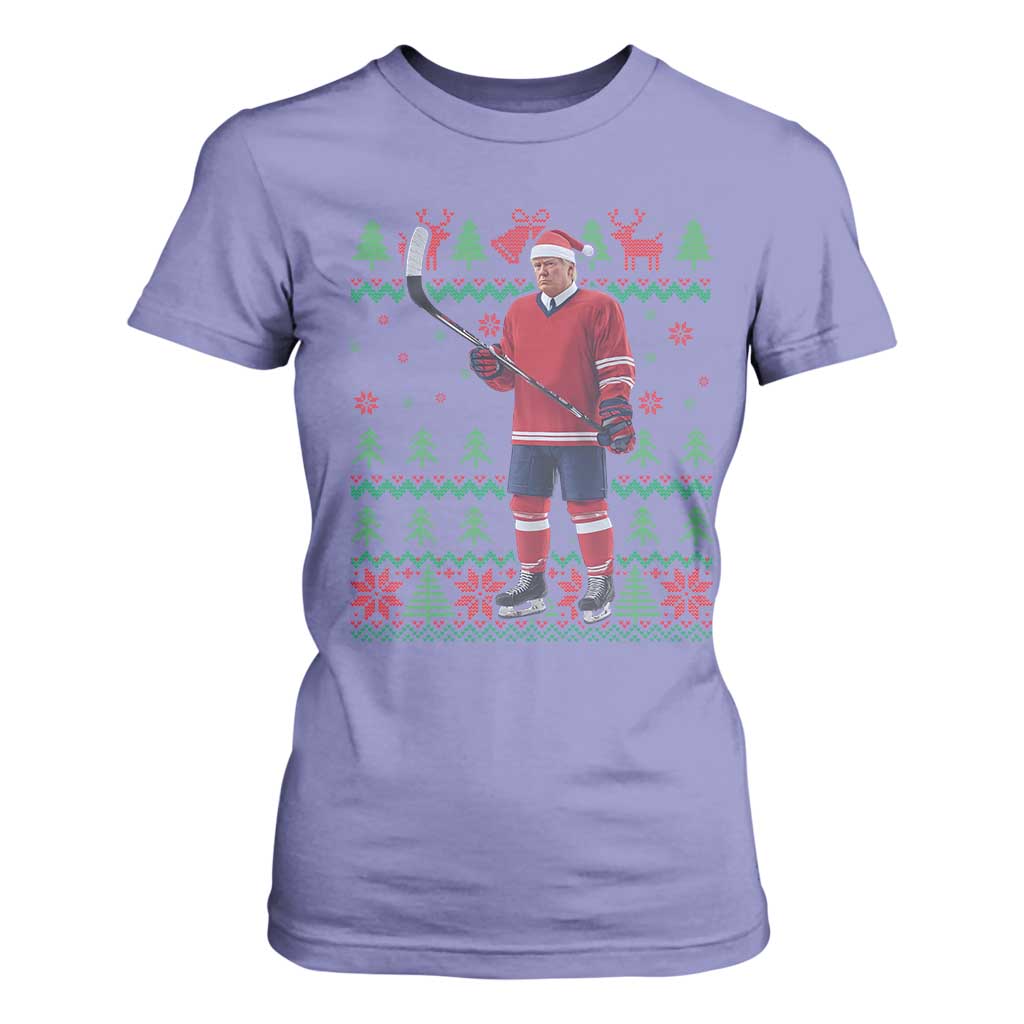 Trump Playing Ice Hockey T Shirt For Women Funny Ugly Christmas Sweater Gift TS12 Violet Print Your Wear