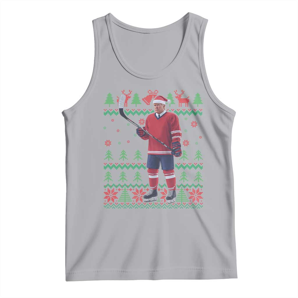 Trump Playing Ice Hockey Tank Top Funny Ugly Christmas Sweater Gift TS12 Athletic Heather Print Your Wear