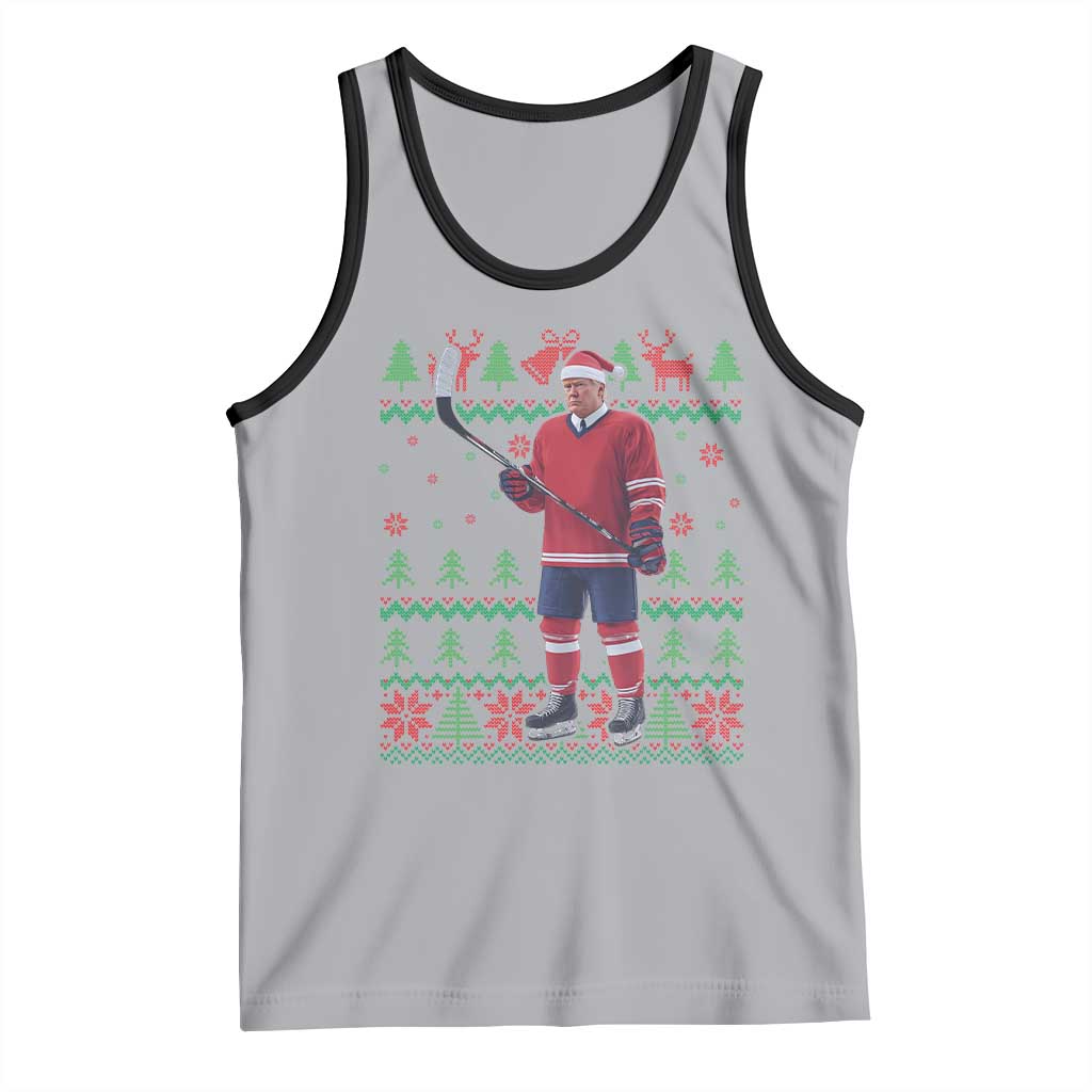 Trump Playing Ice Hockey Tank Top Funny Ugly Christmas Sweater Gift TS12 Athletic Heather Black Print Your Wear