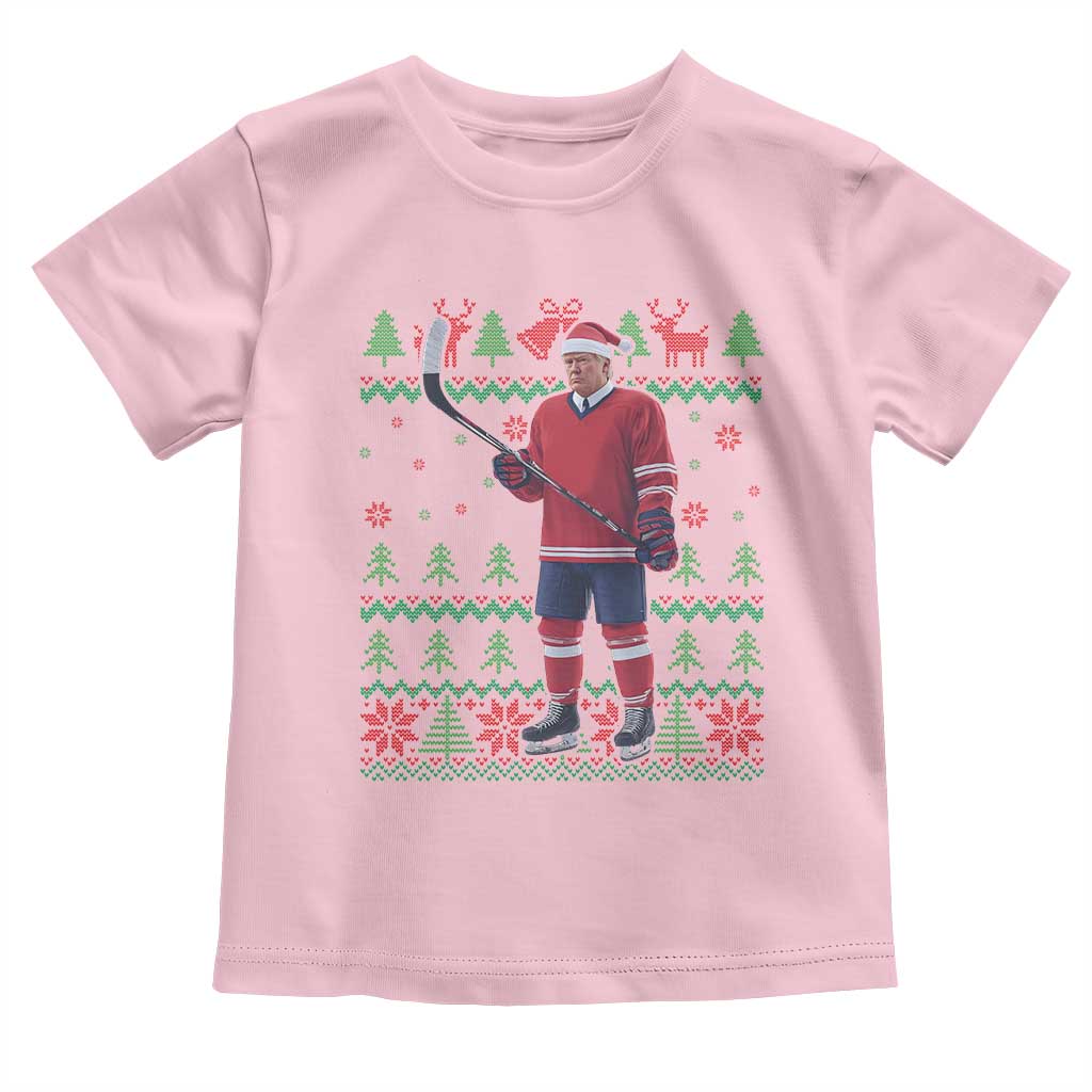 Trump Playing Ice Hockey Toddler T Shirt Funny Ugly Christmas Sweater Gift TS12 Light Pink Print Your Wear