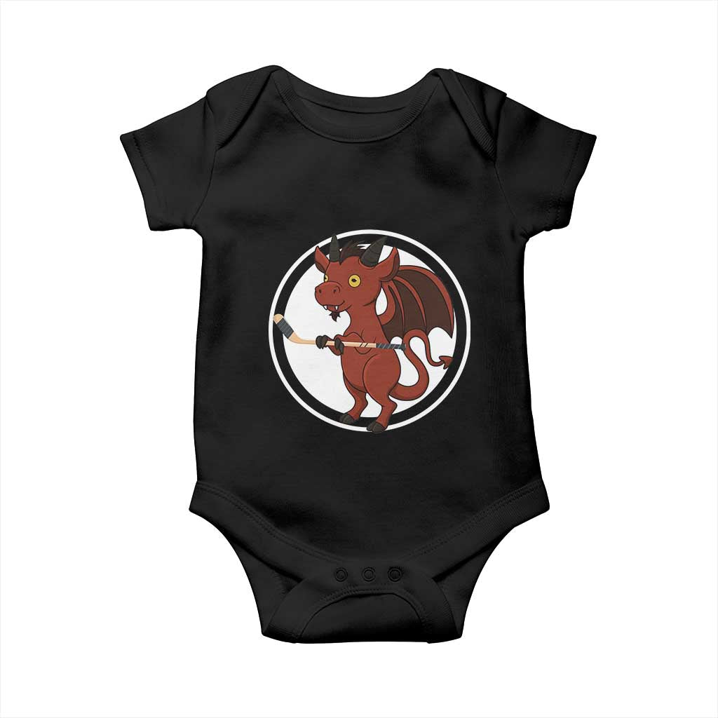 Funny Cryptid Sports Gift Baby Onesie Jersey Devil Playing Ice Hockey TS12 Black Print Your Wear