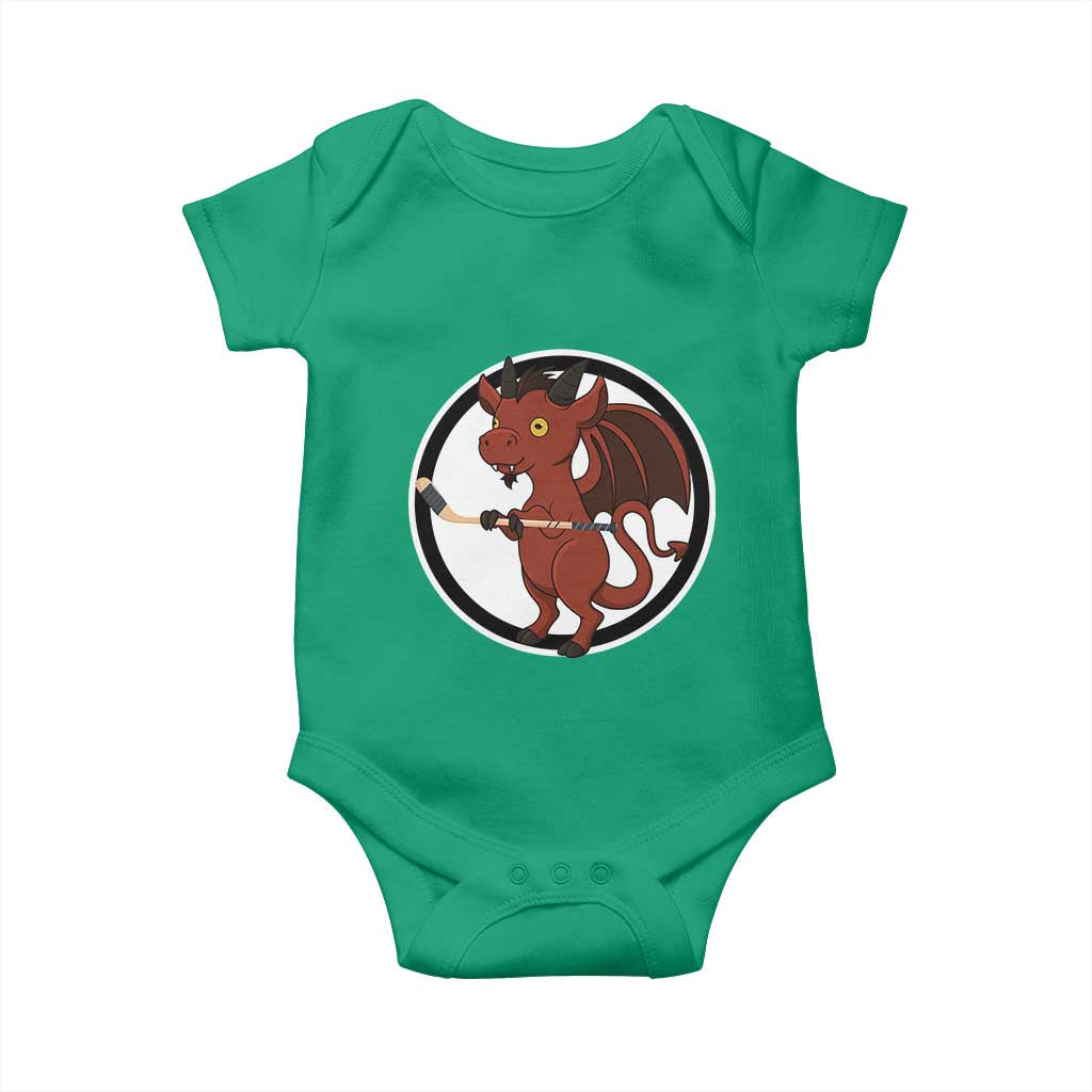 Funny Cryptid Sports Gift Baby Onesie Jersey Devil Playing Ice Hockey TS12 Irish Green Print Your Wear