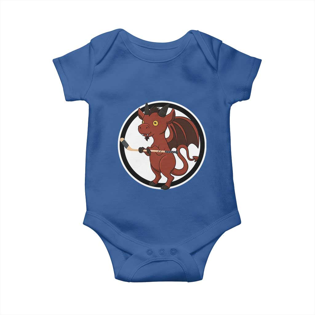 Funny Cryptid Sports Gift Baby Onesie Jersey Devil Playing Ice Hockey TS12 Royal Blue Print Your Wear