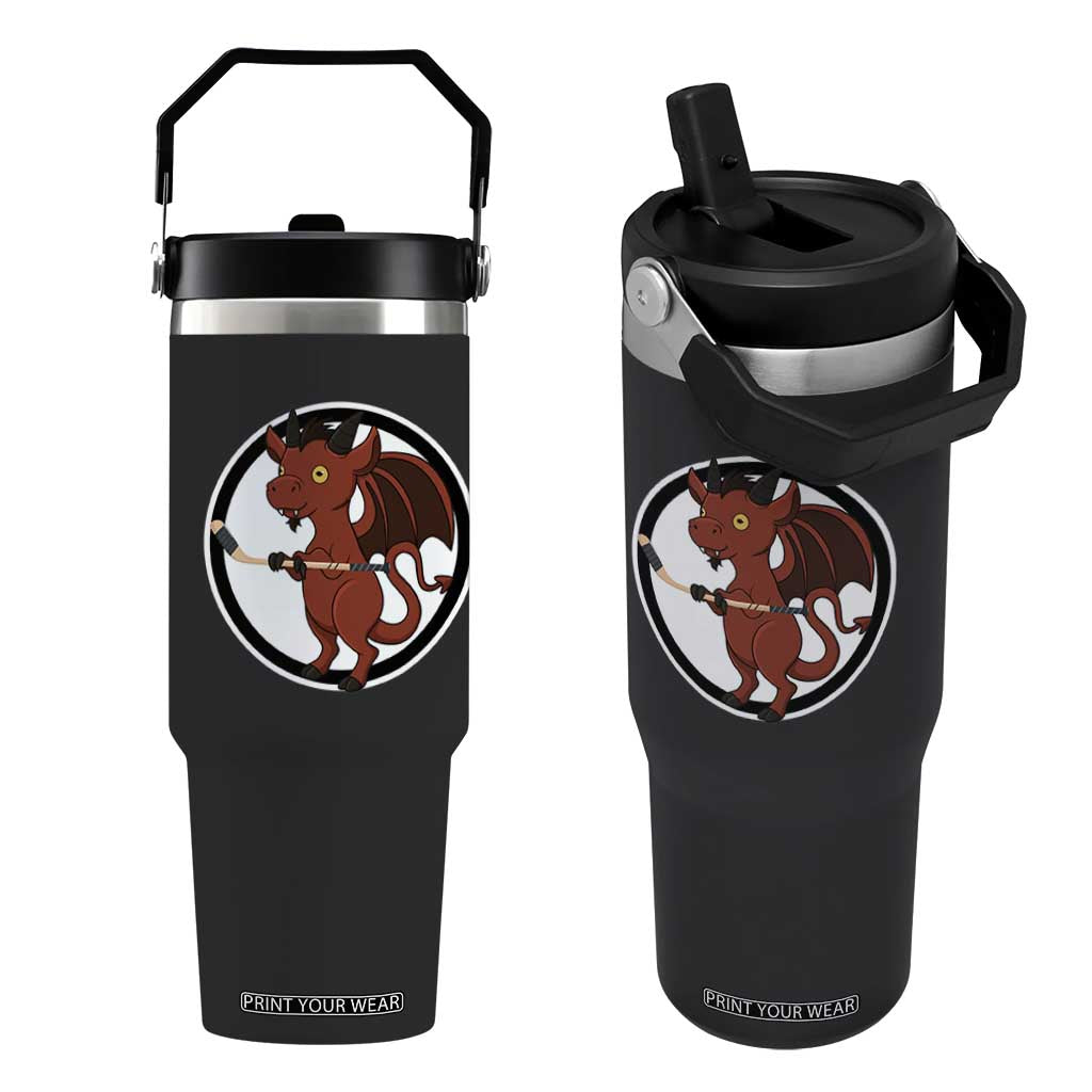 Funny Cryptid Sports Gift Flip Straw Tumbler Jersey Devil Playing Ice Hockey TS12 One Size: 30 oz Black Print Your Wear
