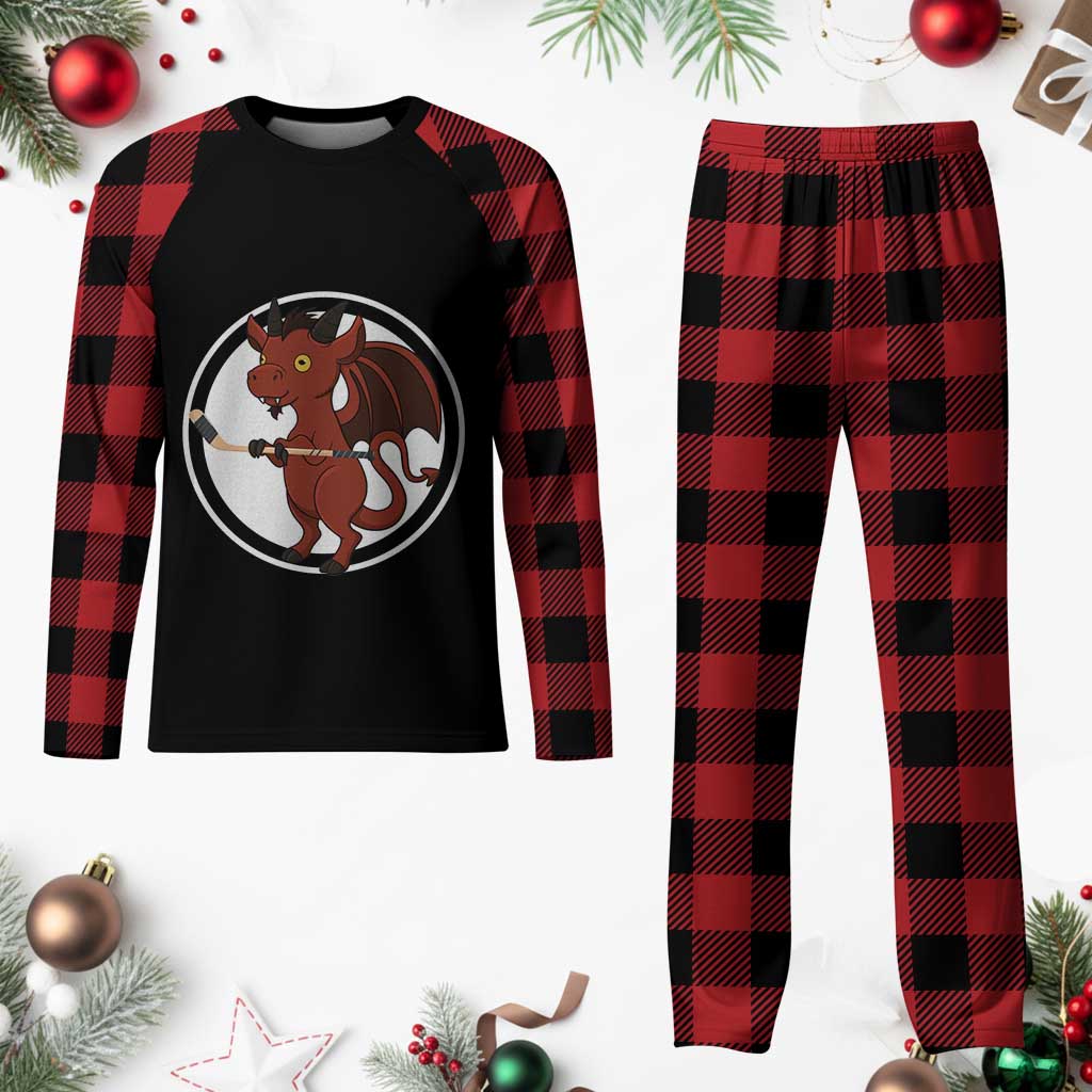 Funny Cryptid Sports Gift Plaid Pajama Set Jersey Devil Playing Ice Hockey TS12 Buffalo Plaid Print Your Wear