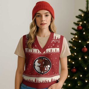 Funny Cryptid Sports Gift V-Neck Knit Sweater Vest Jersey Devil Playing Ice Hockey TS12 Red Beige Print Your Wear
