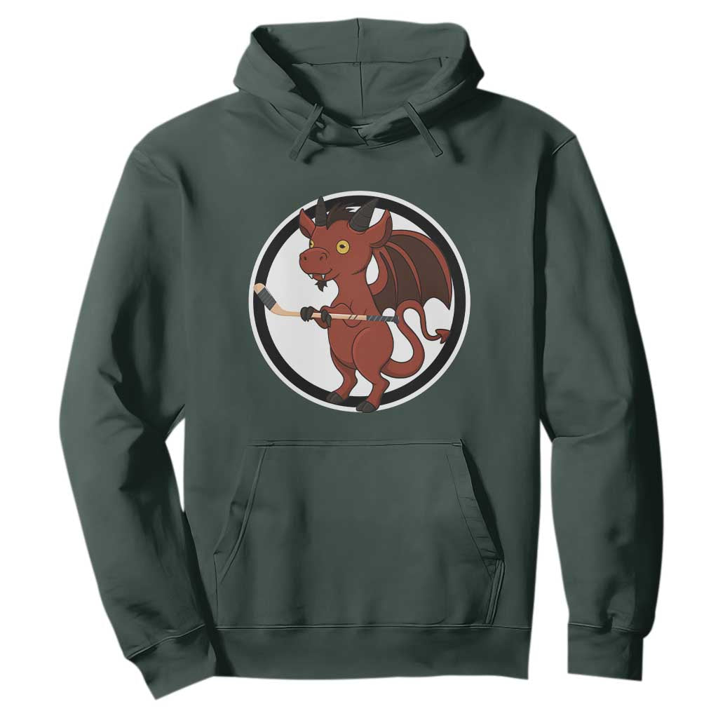 Funny Cryptid Sports Gift Hoodie Jersey Devil Playing Ice Hockey TS12 Dark Forest Green Print Your Wear