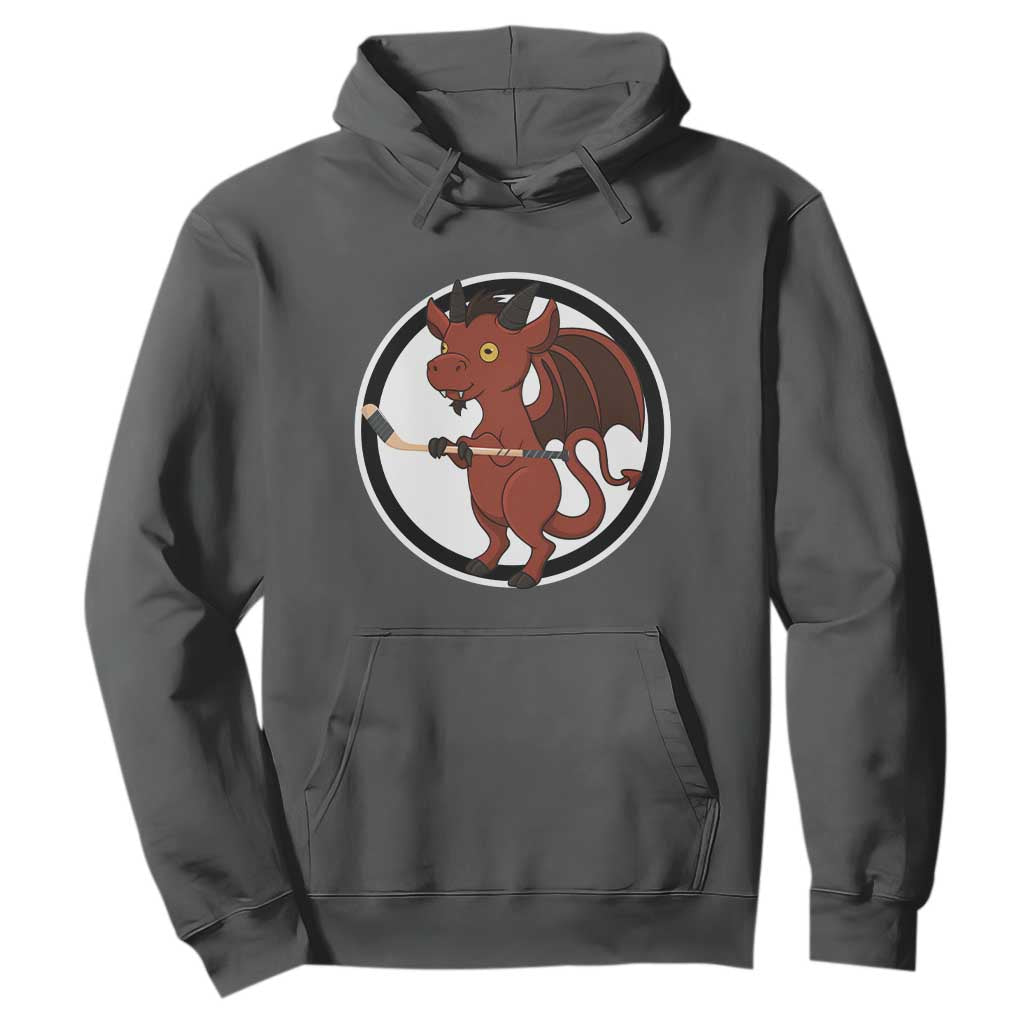 Funny Cryptid Sports Gift Hoodie Jersey Devil Playing Ice Hockey TS12 Dark Heather Print Your Wear