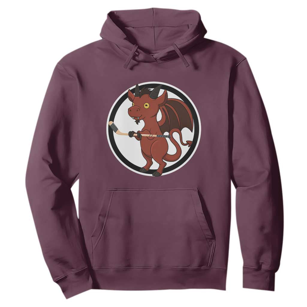 Funny Cryptid Sports Gift Hoodie Jersey Devil Playing Ice Hockey TS12 Maroon Print Your Wear