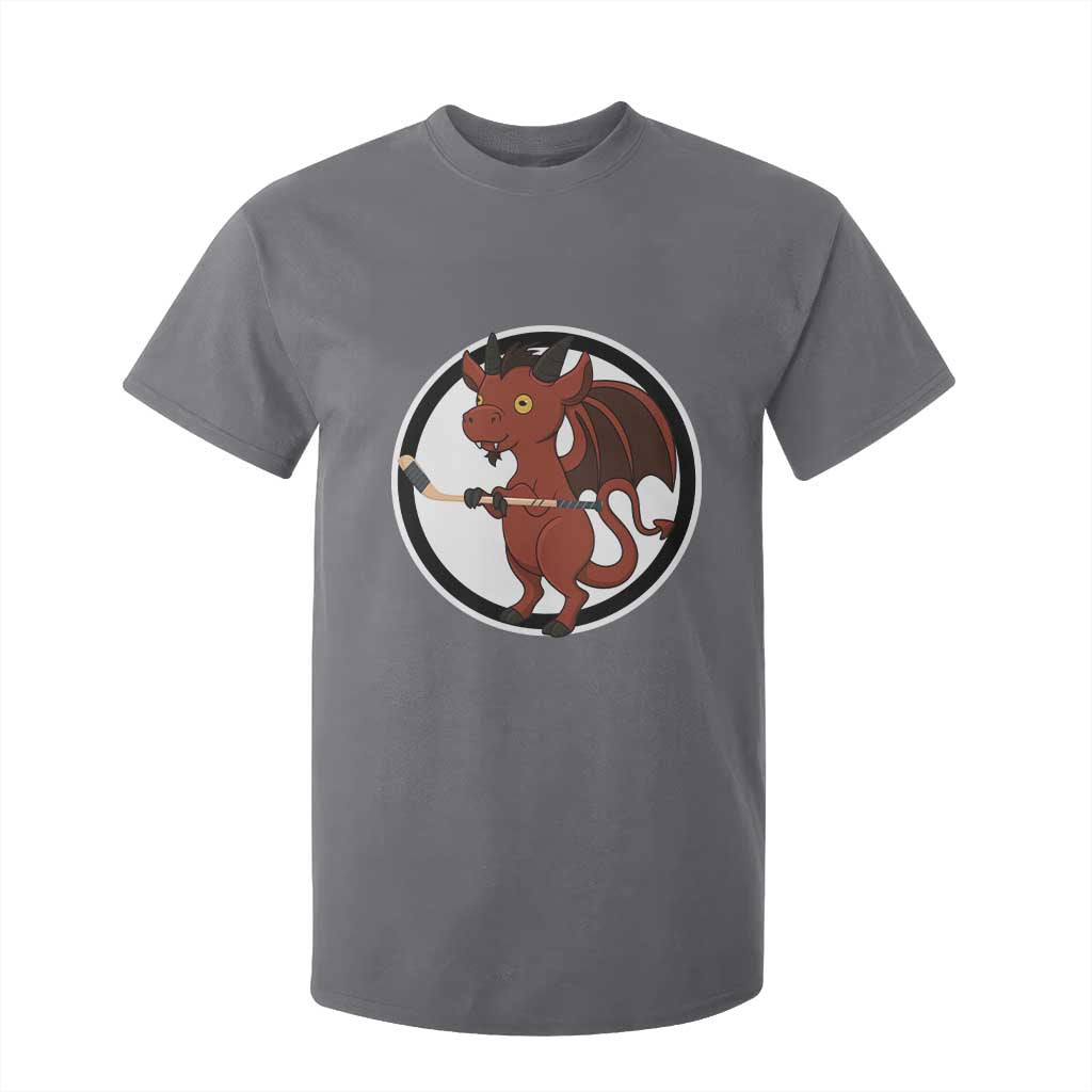 Funny Cryptid Sports Gift T Shirt For Kid Jersey Devil Playing Ice Hockey TS12 Charcoal Print Your Wear