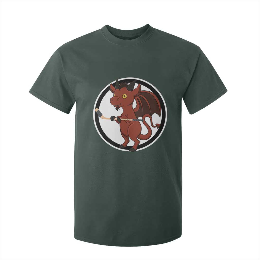 Funny Cryptid Sports Gift T Shirt For Kid Jersey Devil Playing Ice Hockey TS12 Dark Forest Green Print Your Wear