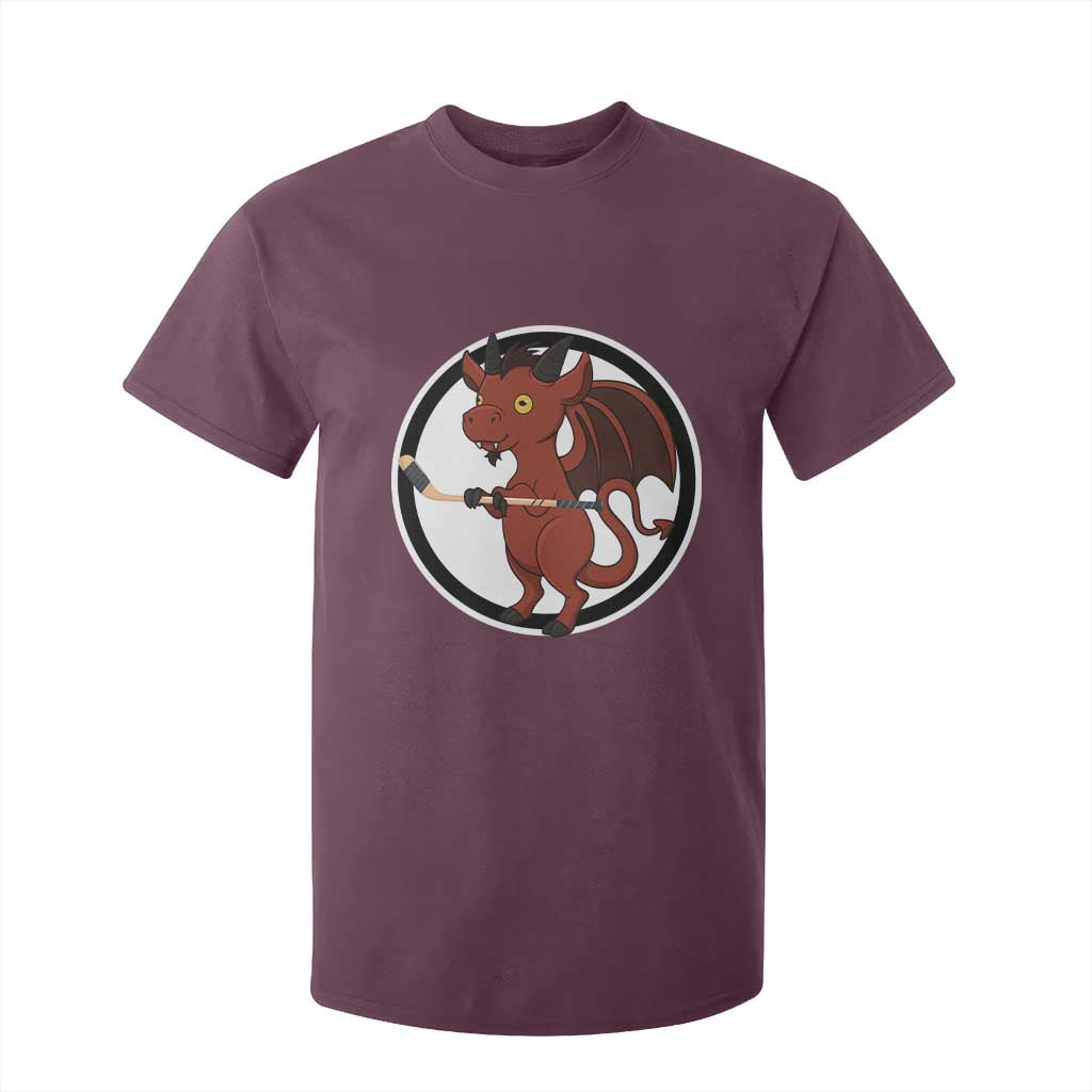 Funny Cryptid Sports Gift T Shirt For Kid Jersey Devil Playing Ice Hockey TS12 Maroon Print Your Wear