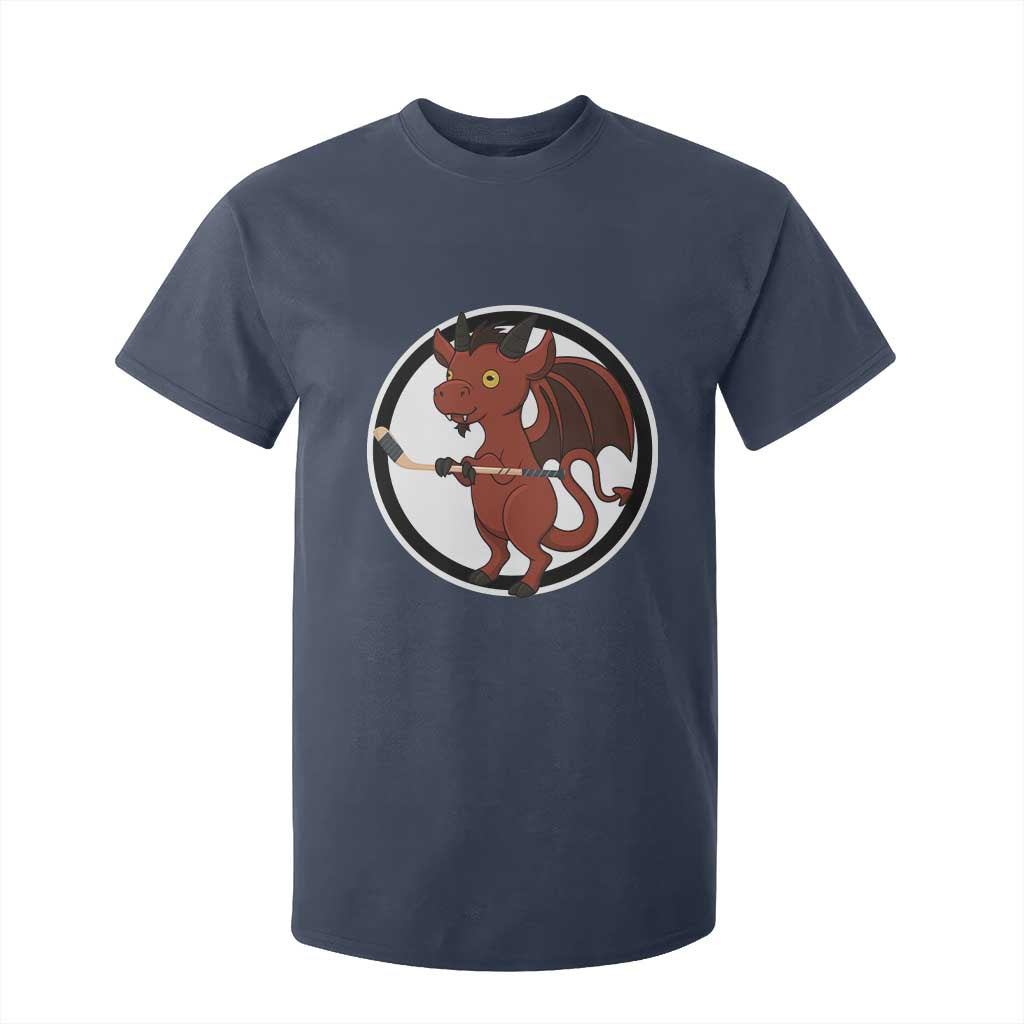Funny Cryptid Sports Gift T Shirt For Kid Jersey Devil Playing Ice Hockey TS12 Navy Print Your Wear