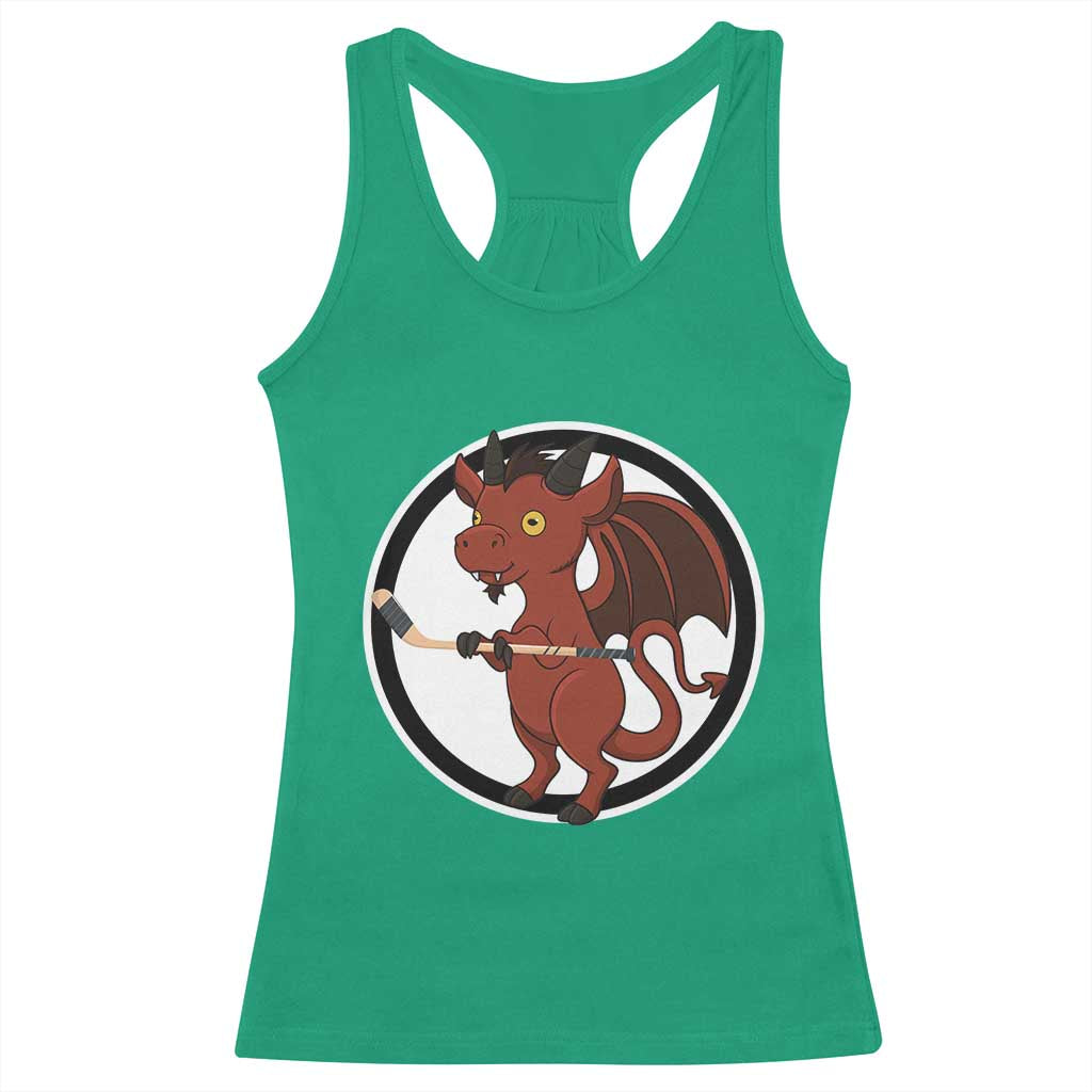 Funny Cryptid Sports Gift Racerback Tank Top Jersey Devil Playing Ice Hockey TS12 Irish Green Print Your Wear