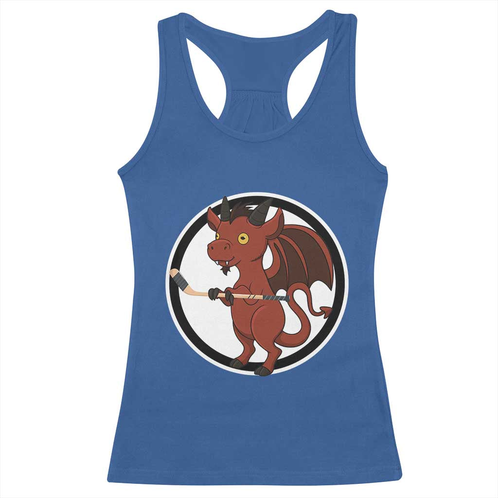 Funny Cryptid Sports Gift Racerback Tank Top Jersey Devil Playing Ice Hockey TS12 Royal Blue Print Your Wear