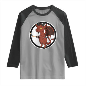 Funny Cryptid Sports Gift Raglan Shirt Jersey Devil Playing Ice Hockey TS12 Sport Gray Black Print Your Wear