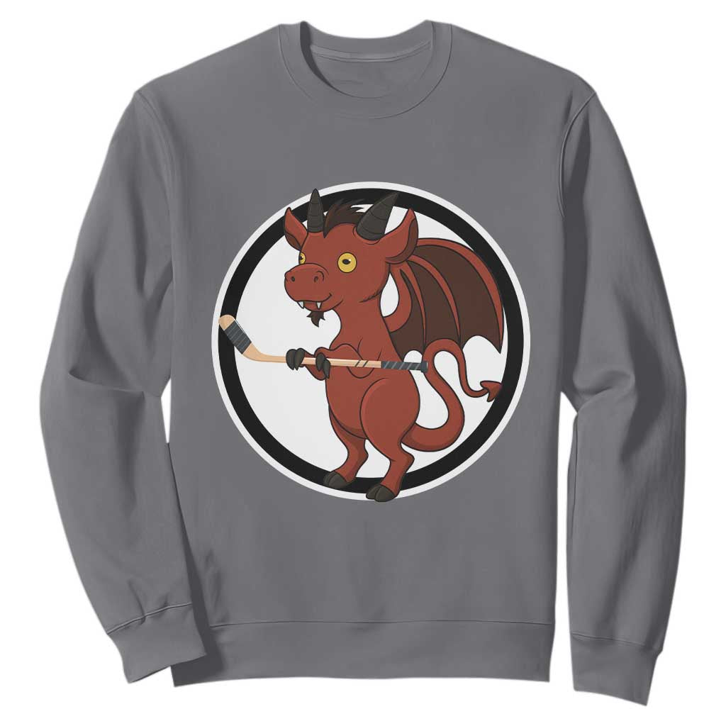 Funny Cryptid Sports Gift Sweatshirt Jersey Devil Playing Ice Hockey TS12 Charcoal Print Your Wear