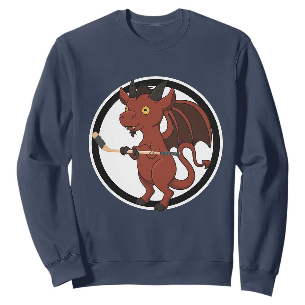 Funny Cryptid Sports Gift Sweatshirt Jersey Devil Playing Ice Hockey TS12 Navy Print Your Wear