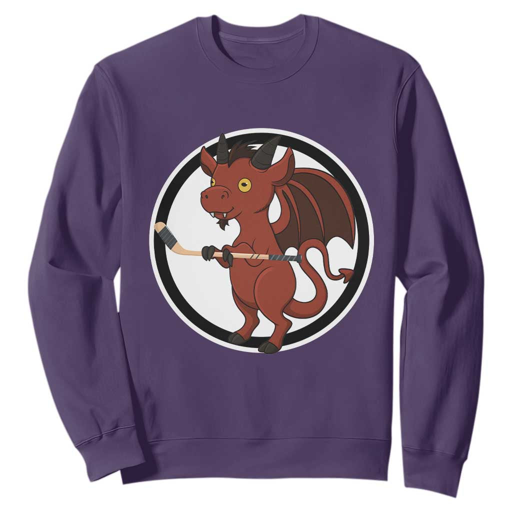 Funny Cryptid Sports Gift Sweatshirt Jersey Devil Playing Ice Hockey TS12 Purple Print Your Wear