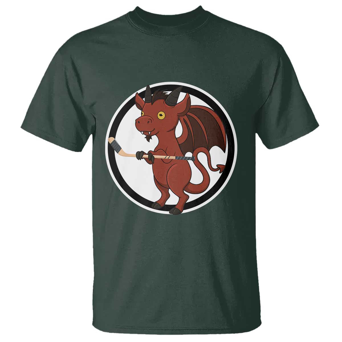 Funny Cryptid Sports Gift T Shirt Jersey Devil Playing Ice Hockey TS12 Dark Forest Green Print Your Wear