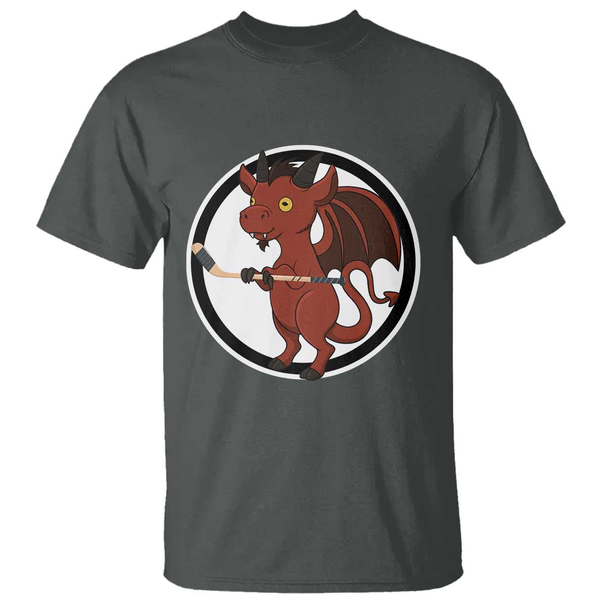 Funny Cryptid Sports Gift T Shirt Jersey Devil Playing Ice Hockey TS12 Dark Heather Print Your Wear