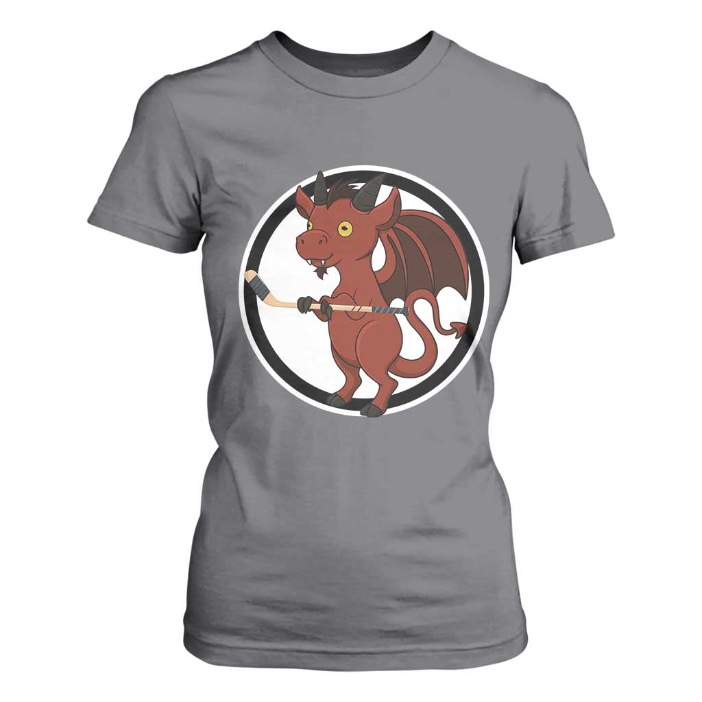 Funny Cryptid Sports Gift T Shirt For Women Jersey Devil Playing Ice Hockey TS12 Charcoal Print Your Wear