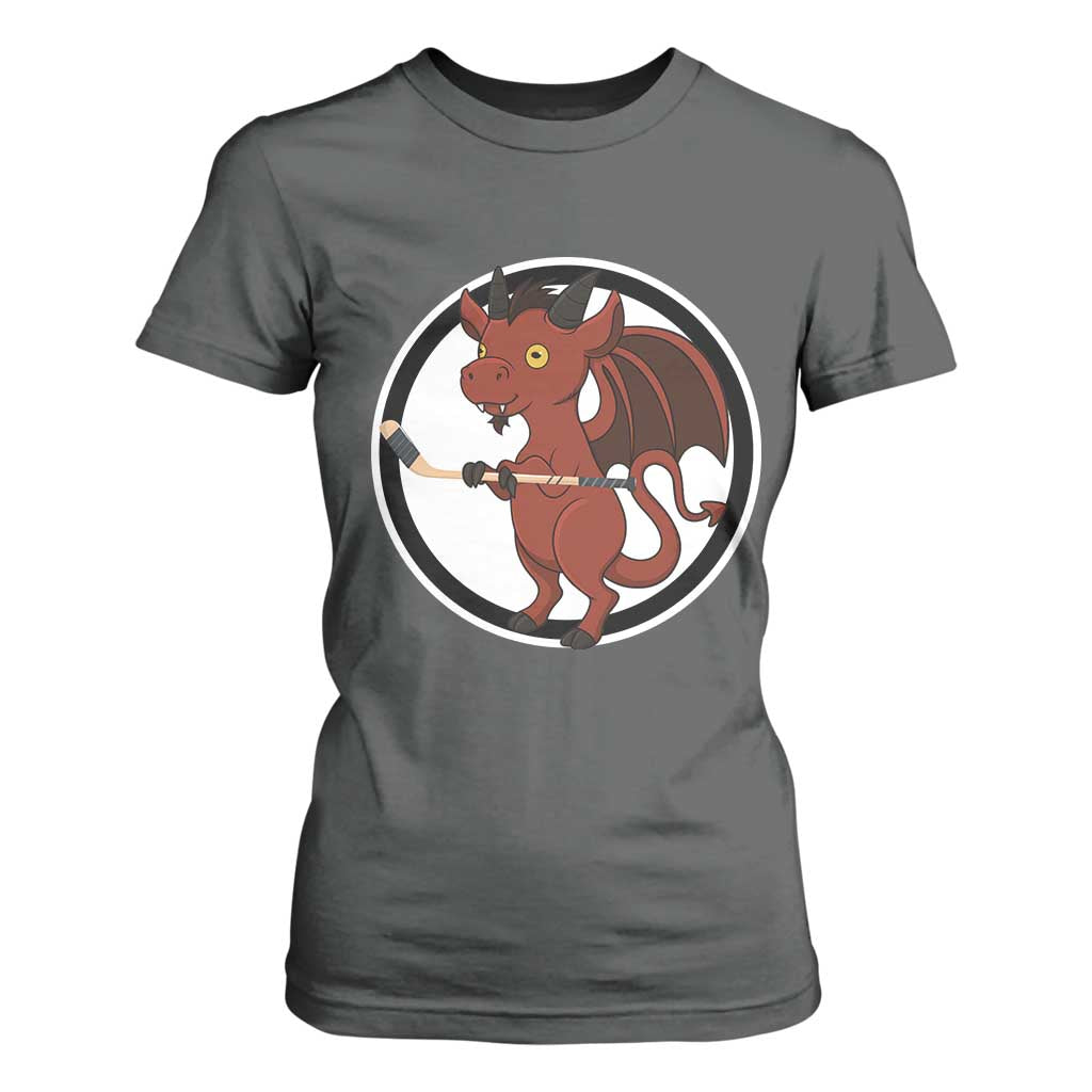 Funny Cryptid Sports Gift T Shirt For Women Jersey Devil Playing Ice Hockey TS12 Dark Heather Print Your Wear