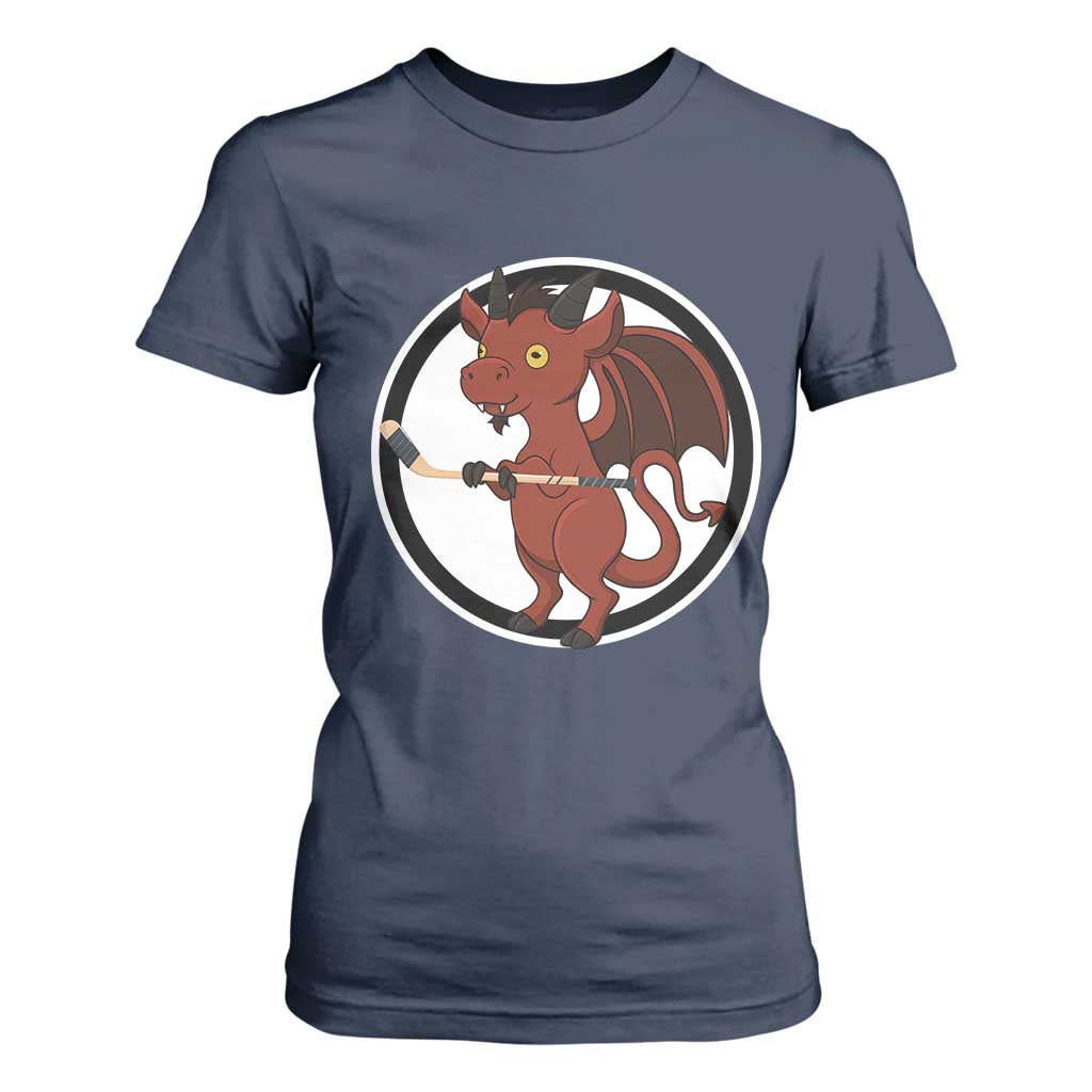 Funny Cryptid Sports Gift T Shirt For Women Jersey Devil Playing Ice Hockey TS12 Navy Print Your Wear