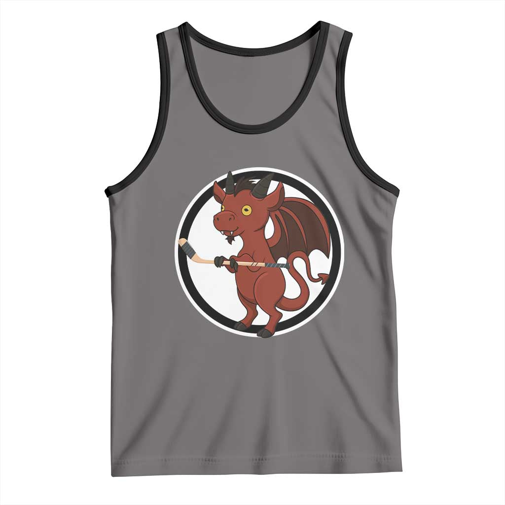 Funny Cryptid Sports Gift Tank Top Jersey Devil Playing Ice Hockey TS12 Deep Heather Black Print Your Wear