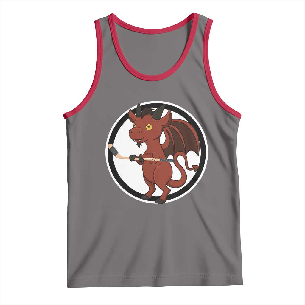 Funny Cryptid Sports Gift Tank Top Jersey Devil Playing Ice Hockey TS12 Deep Heather Red Print Your Wear