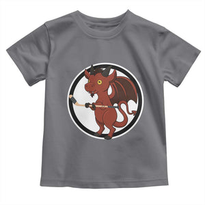 Funny Cryptid Sports Gift Toddler T Shirt Jersey Devil Playing Ice Hockey TS12 Charcoal Print Your Wear
