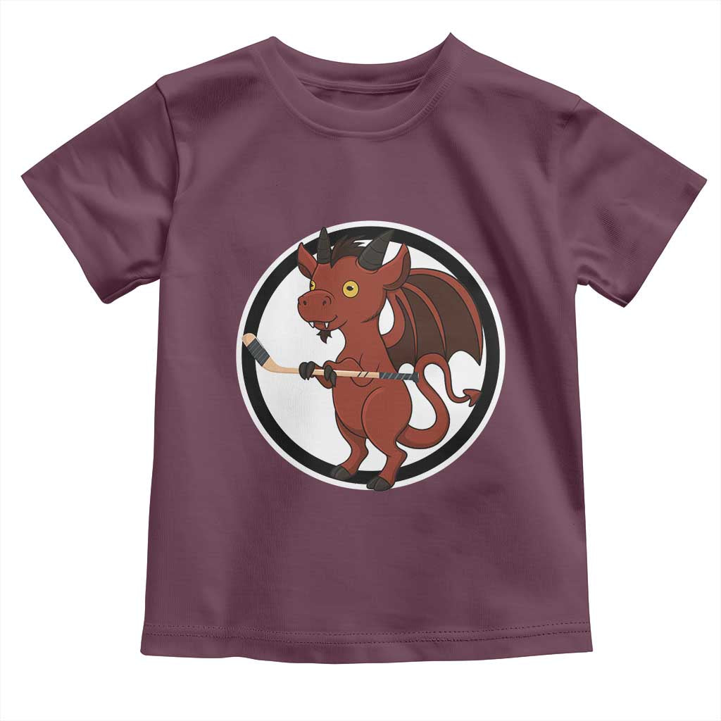Funny Cryptid Sports Gift Toddler T Shirt Jersey Devil Playing Ice Hockey TS12 Maroon Print Your Wear