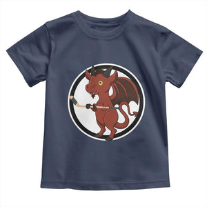 Funny Cryptid Sports Gift Toddler T Shirt Jersey Devil Playing Ice Hockey TS12 Navy Print Your Wear