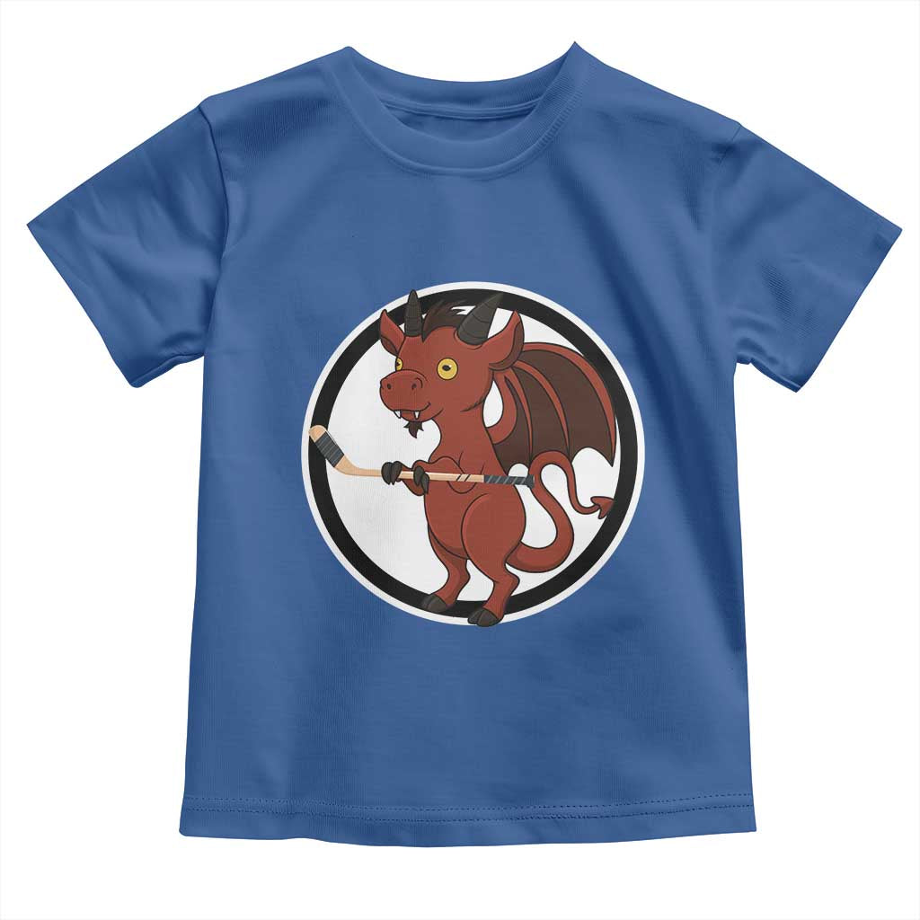 Funny Cryptid Sports Gift Toddler T Shirt Jersey Devil Playing Ice Hockey TS12 Royal Blue Print Your Wear