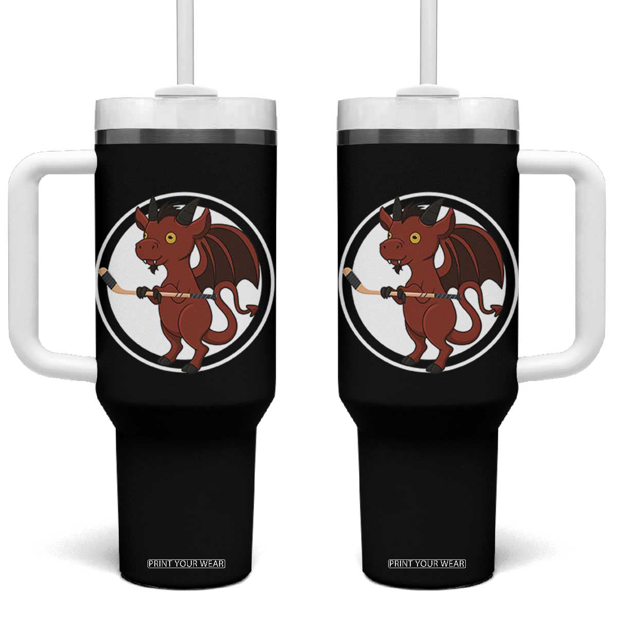 Funny Cryptid Sports Gift Tumbler With Handle Jersey Devil Playing Ice Hockey TS12 One Size: 40 oz Black Print Your Wear