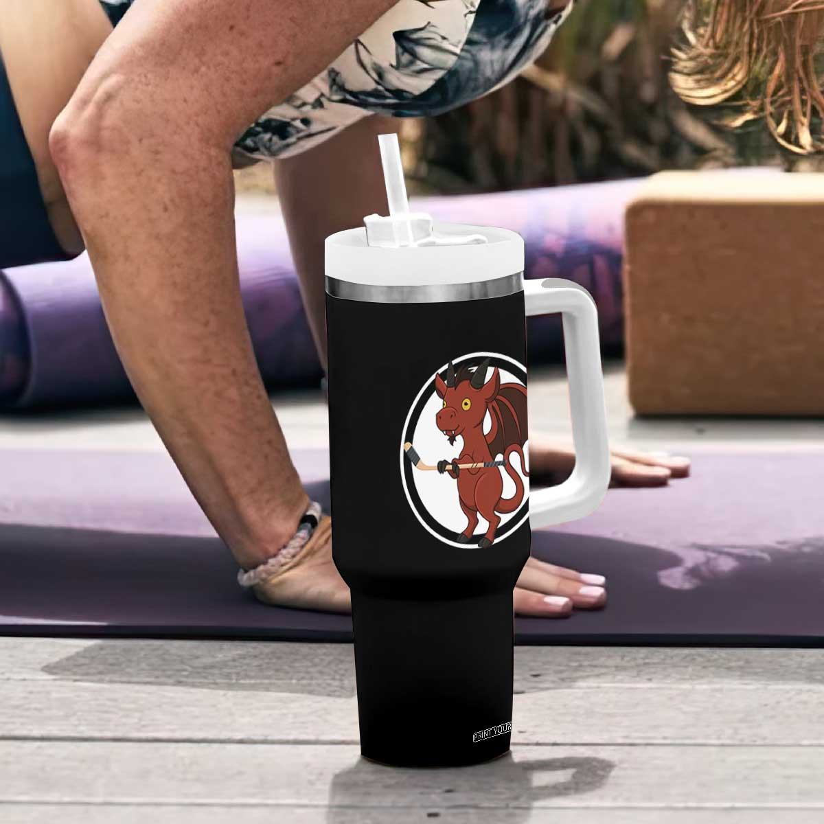 Funny Cryptid Sports Gift Tumbler With Handle Jersey Devil Playing Ice Hockey TS12 Print Your Wear