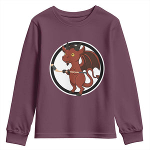 Funny Cryptid Sports Gift Youth Sweatshirt Jersey Devil Playing Ice Hockey TS12 Maroon Print Your Wear