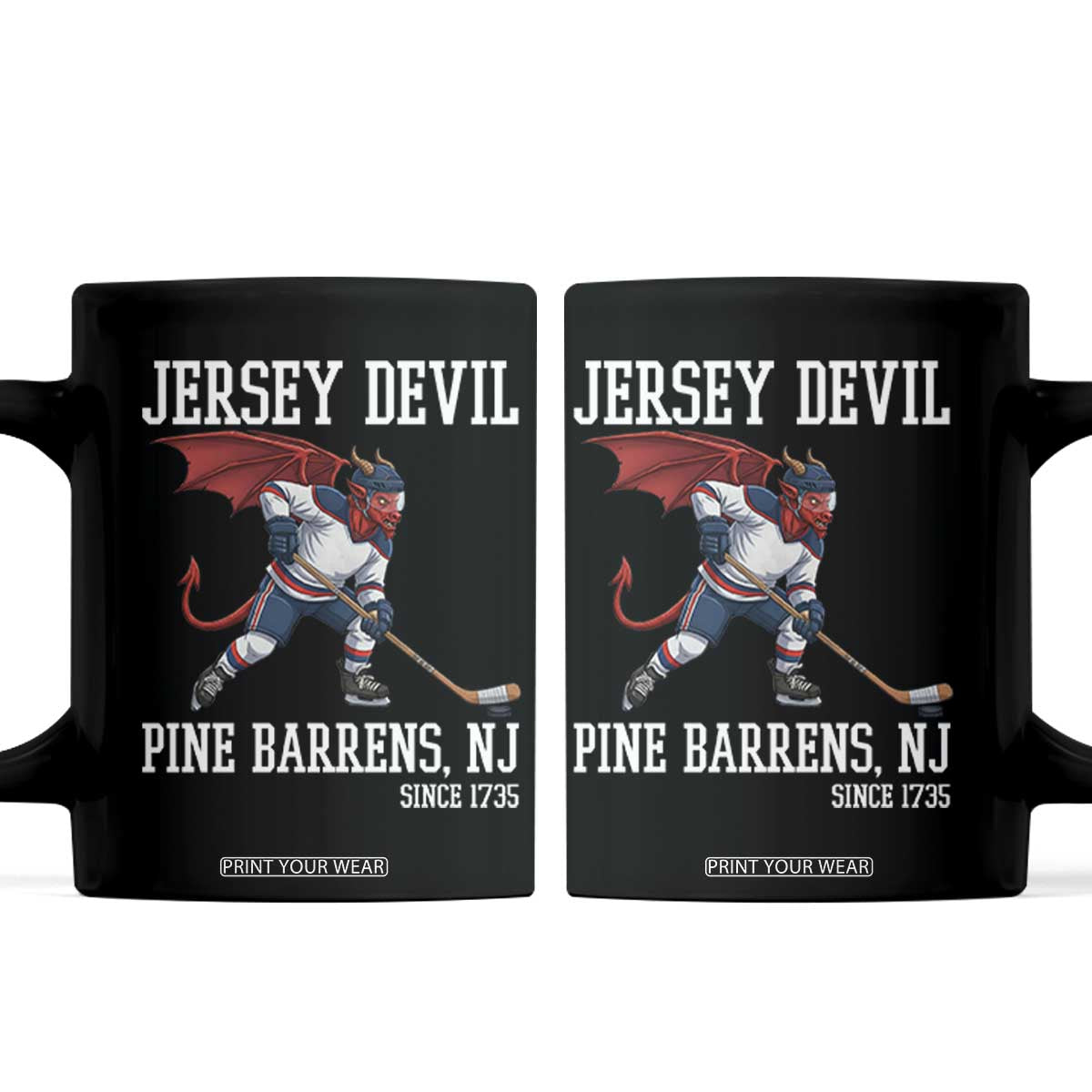 Pine Barrens New Jersey Devil Coffee Mug Gothic Horror Ice Hockey Gift TS12 Black Print Your Wear