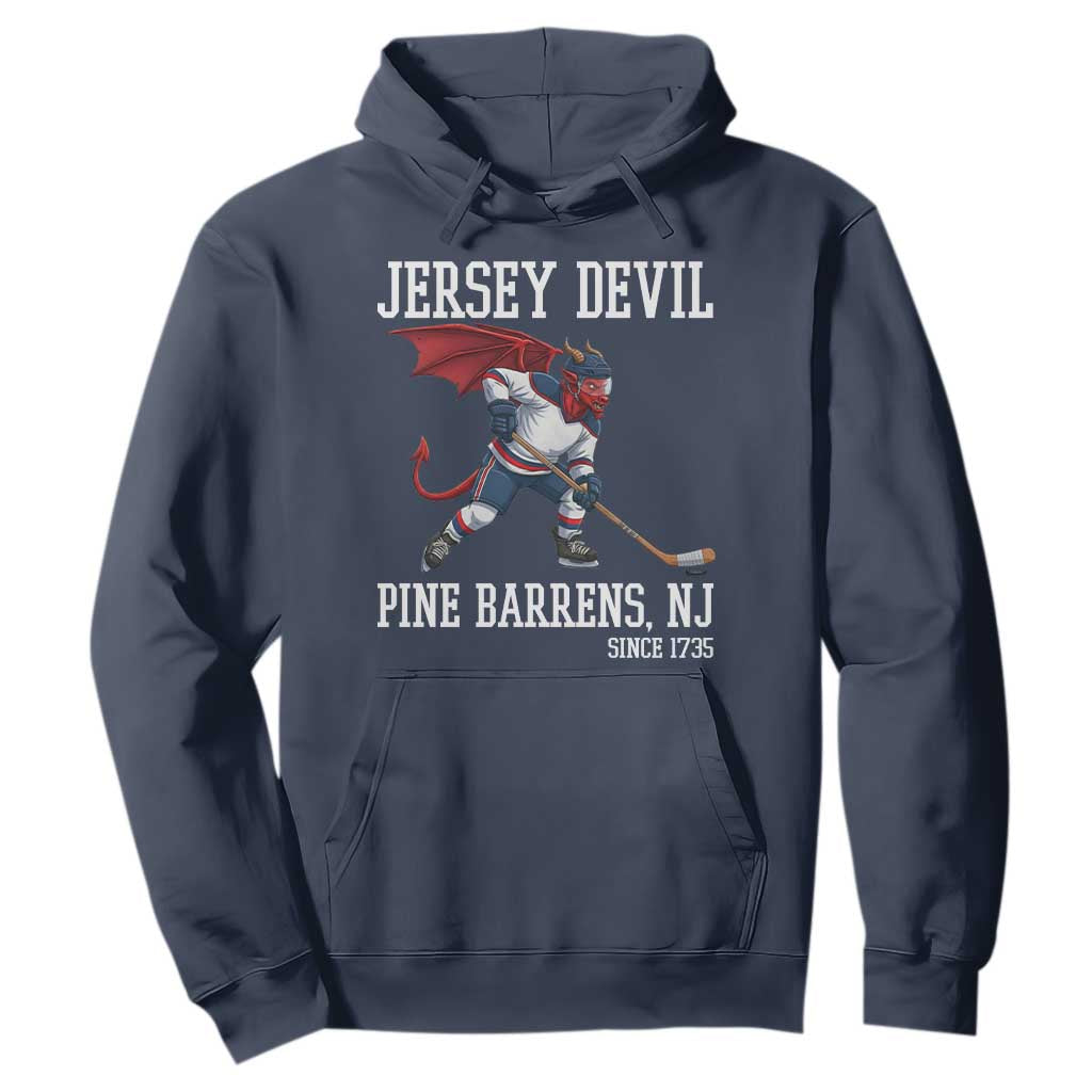 Pine Barrens New Jersey Devil Hoodie Gothic Horror Ice Hockey Gift TS12 Navy Print Your Wear