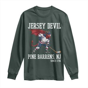Pine Barrens New Jersey Devil Long Sleeve Shirt Gothic Horror Ice Hockey Gift TS12 Dark Forest Green Print Your Wear