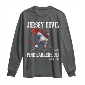 Pine Barrens New Jersey Devil Long Sleeve Shirt Gothic Horror Ice Hockey Gift TS12 Dark Heather Print Your Wear