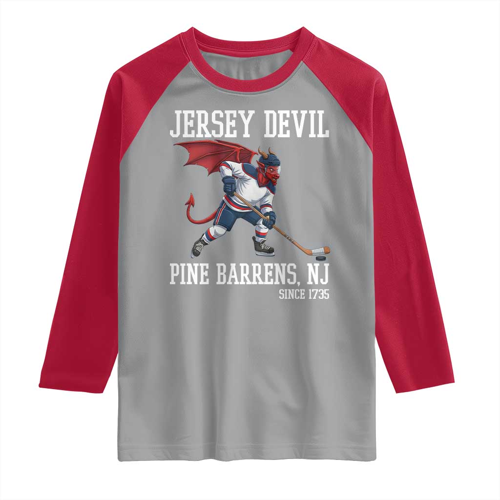 Pine Barrens New Jersey Devil Raglan Shirt Gothic Horror Ice Hockey Gift TS12 Sport Gray Red Print Your Wear